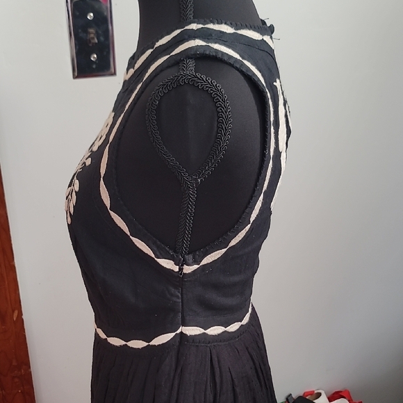 Free People Black Mini Dress with Cream Embroidery - Picture 7 of 11